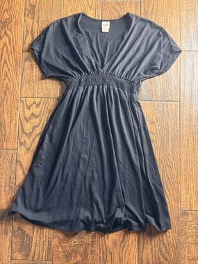 Mossimo Supply Co. Navy V-Neck Smocked Waist Mini Dress